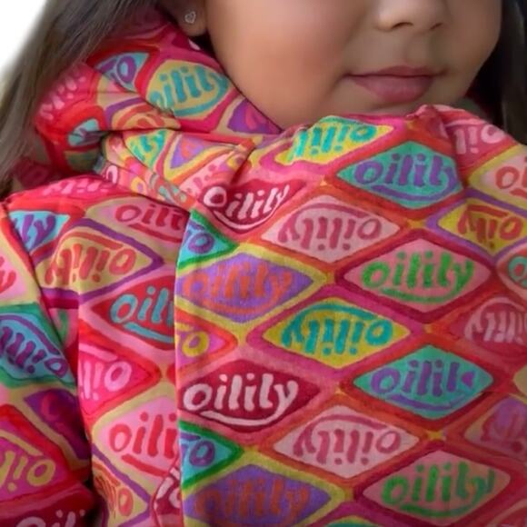 Oilily Organic Cotton Puff Sleeve Logo Dress and Scarf, Size 104 (4T), Orange - Picture 13 of 16